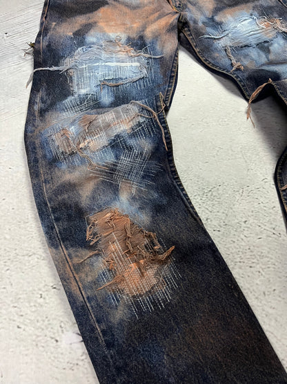 BLEACHED DISTRESSED DENIM
