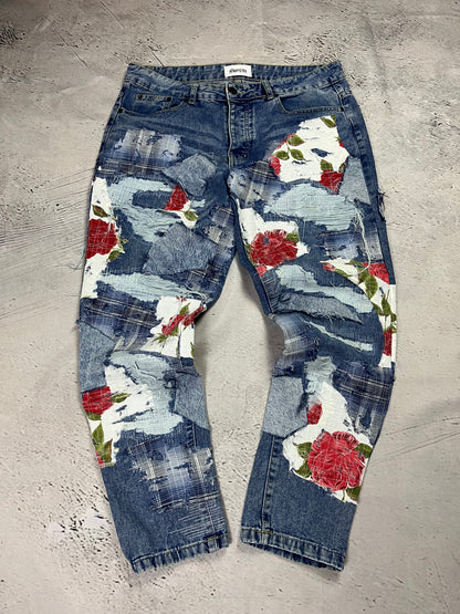 FLORAL PATCH DENIM
