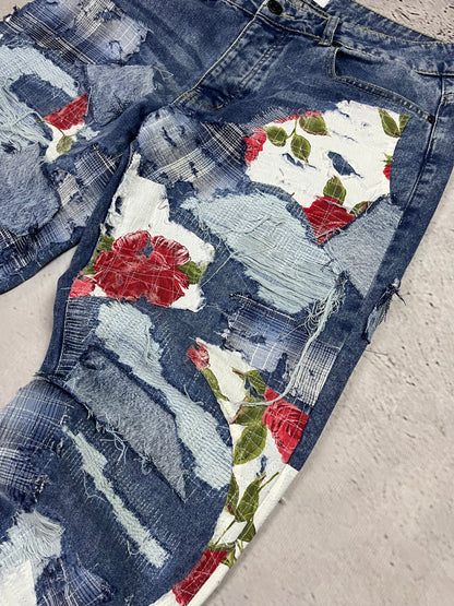 FLORAL PATCH DENIM