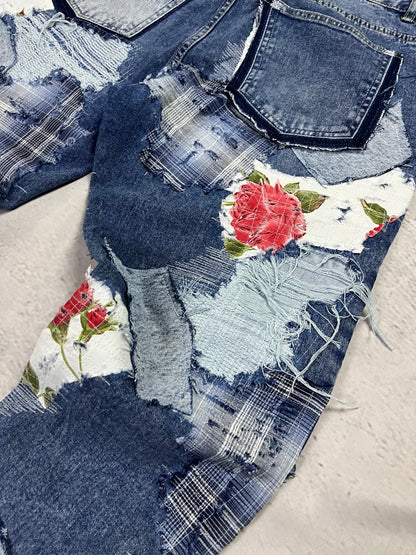 FLORAL PATCH DENIM