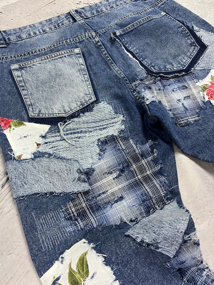FLORAL PATCH DENIM