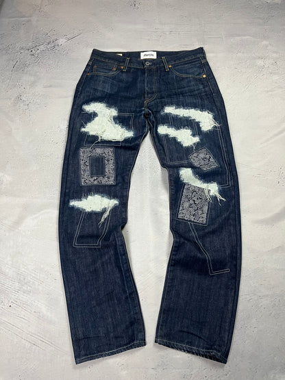 MOSAIC DISTRESSED RAW DENIM