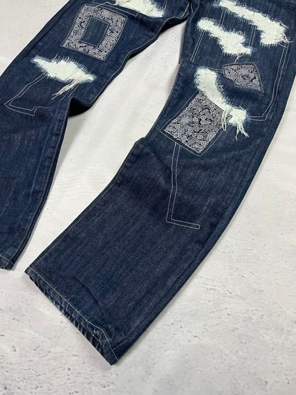 MOSAIC DISTRESSED RAW DENIM