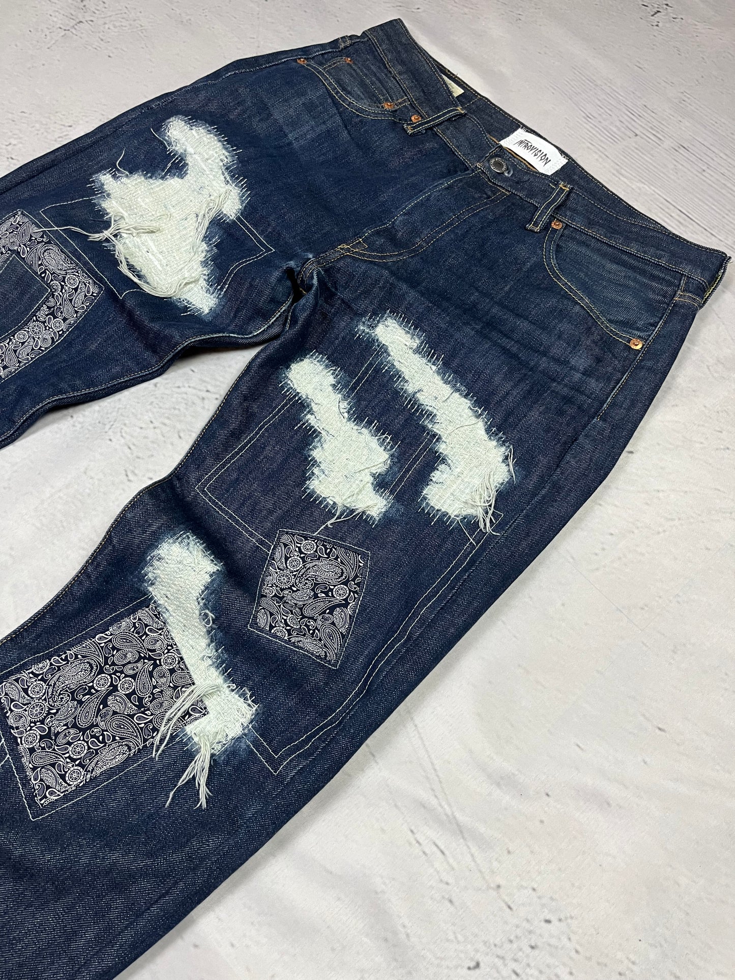 MOSAIC DISTRESSED RAW DENIM