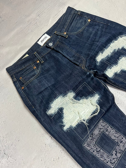 MOSAIC DISTRESSED RAW DENIM