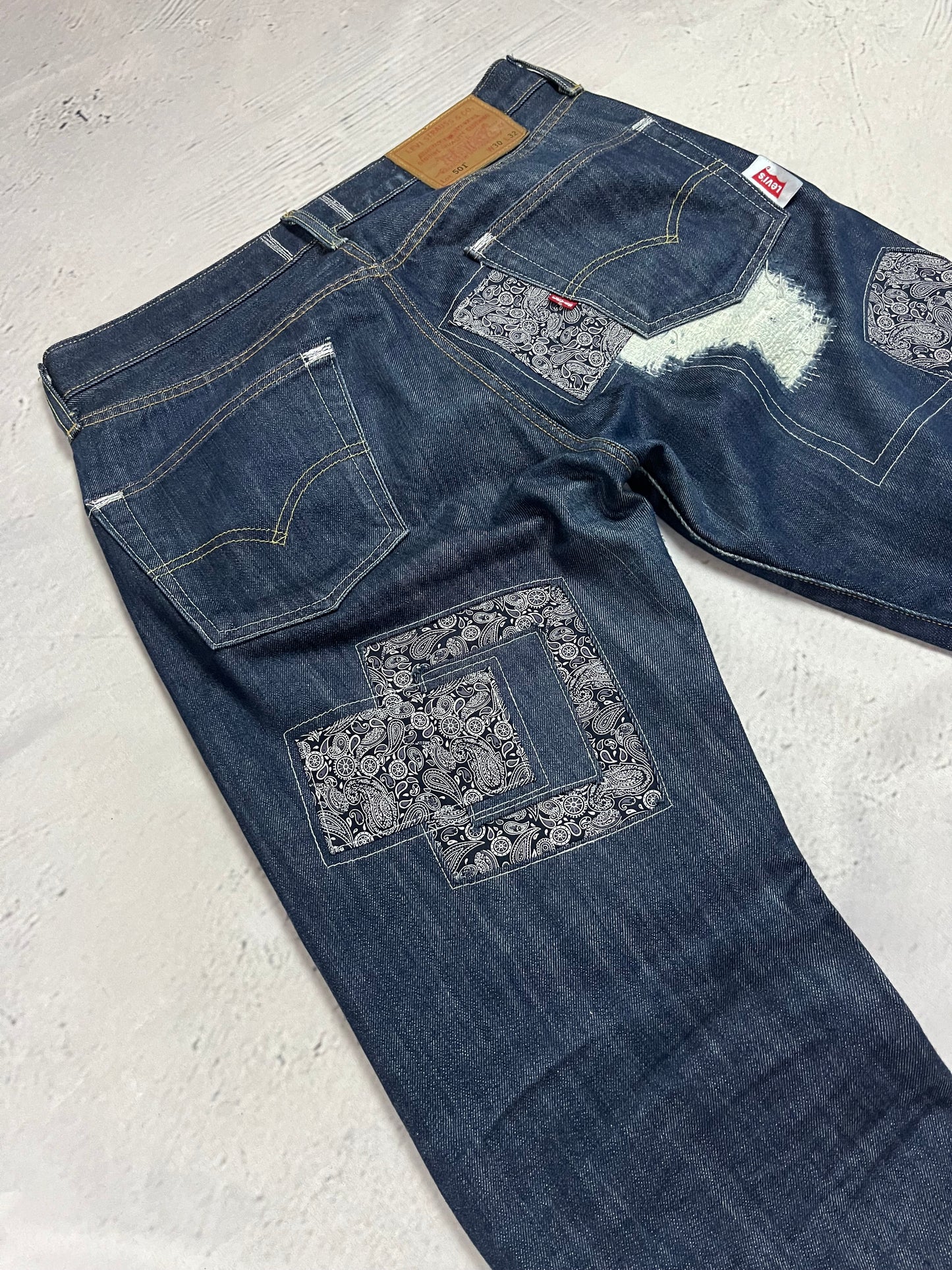MOSAIC DISTRESSED RAW DENIM