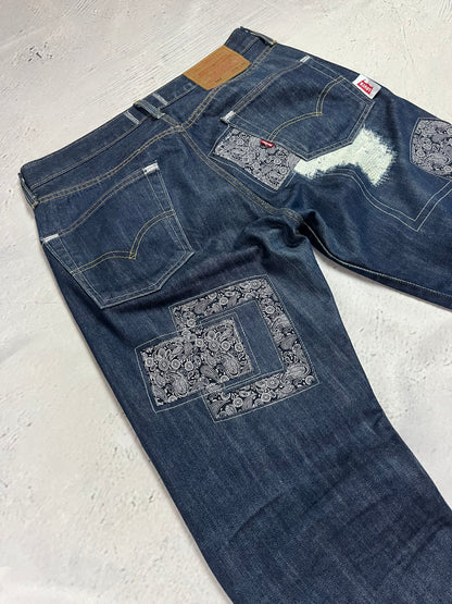 MOSAIC DISTRESSED RAW DENIM