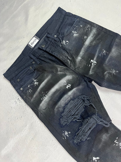 SMOKED DISTRESSED DENIM