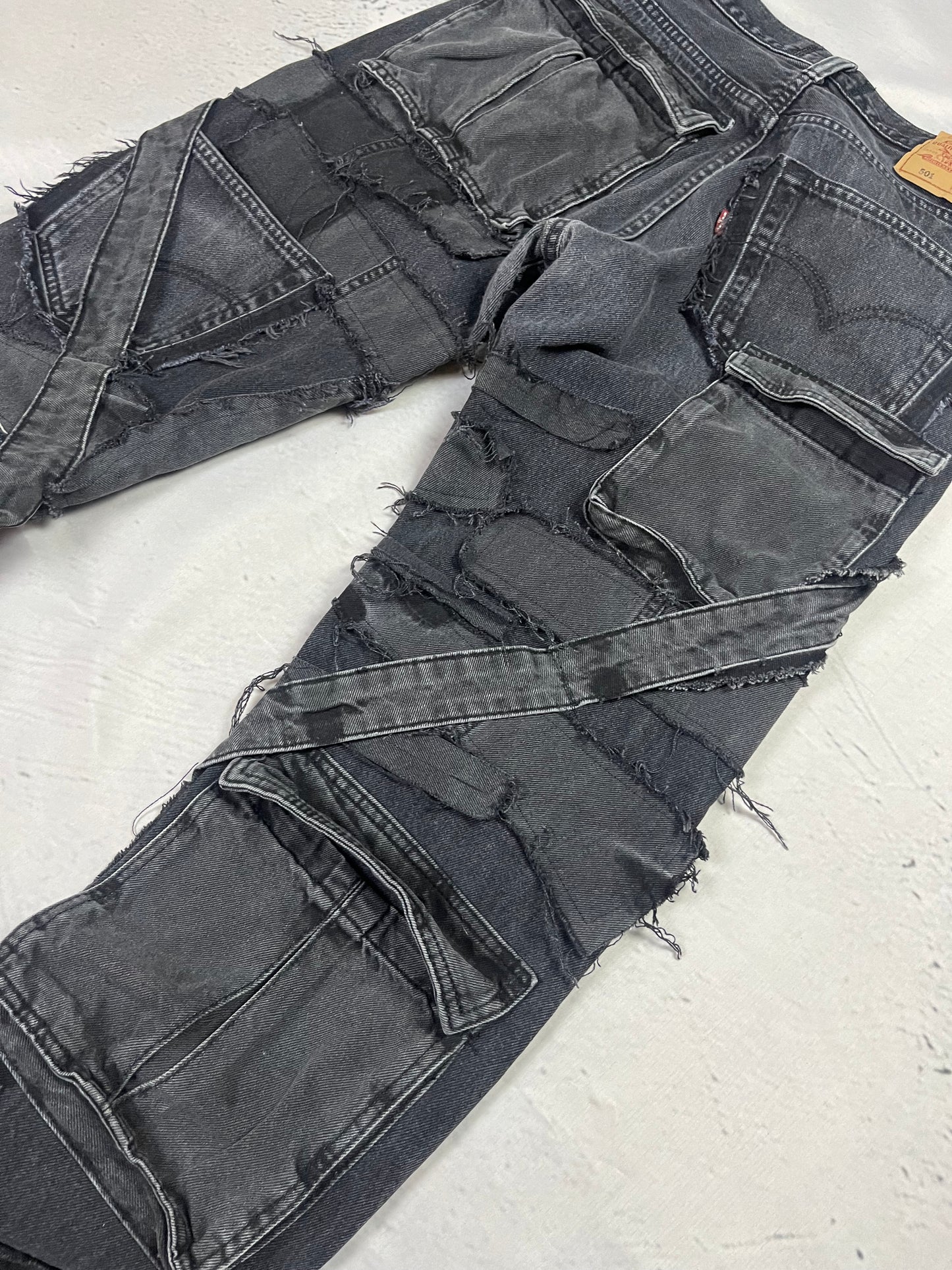 DISTRESSED CARGO PATCH DENIM