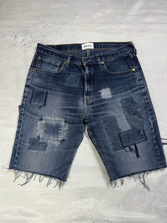 RAW STITCH DENIM SHORTS