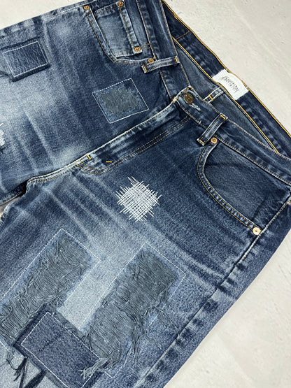 RAW STITCH DENIM SHORTS