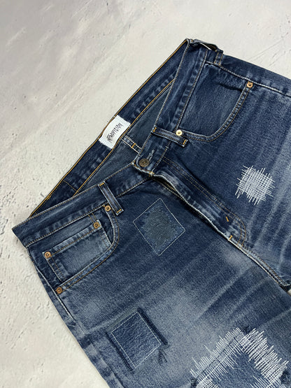 RAW STITCH DENIM SHORTS