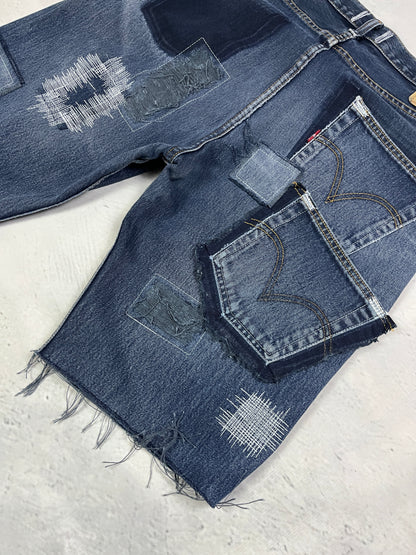 RAW STITCH DENIM SHORTS