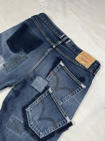 RAW STITCH DENIM SHORTS