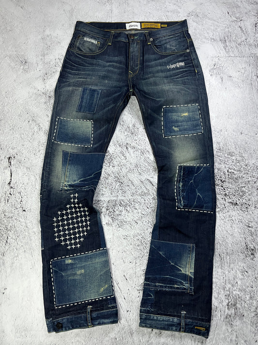 STITCHED PATCHWORK DENIM