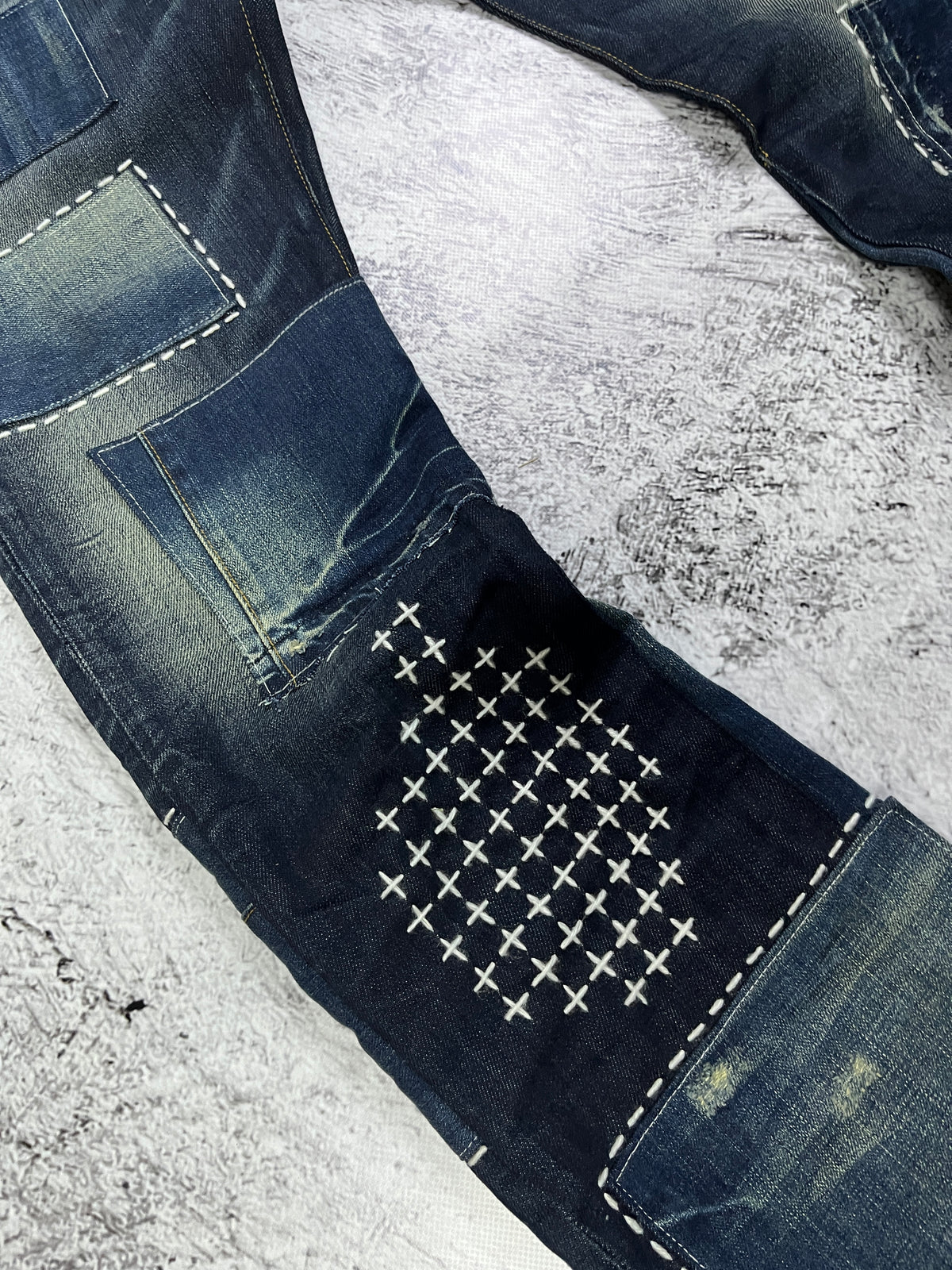 STITCHED PATCHWORK DENIM
